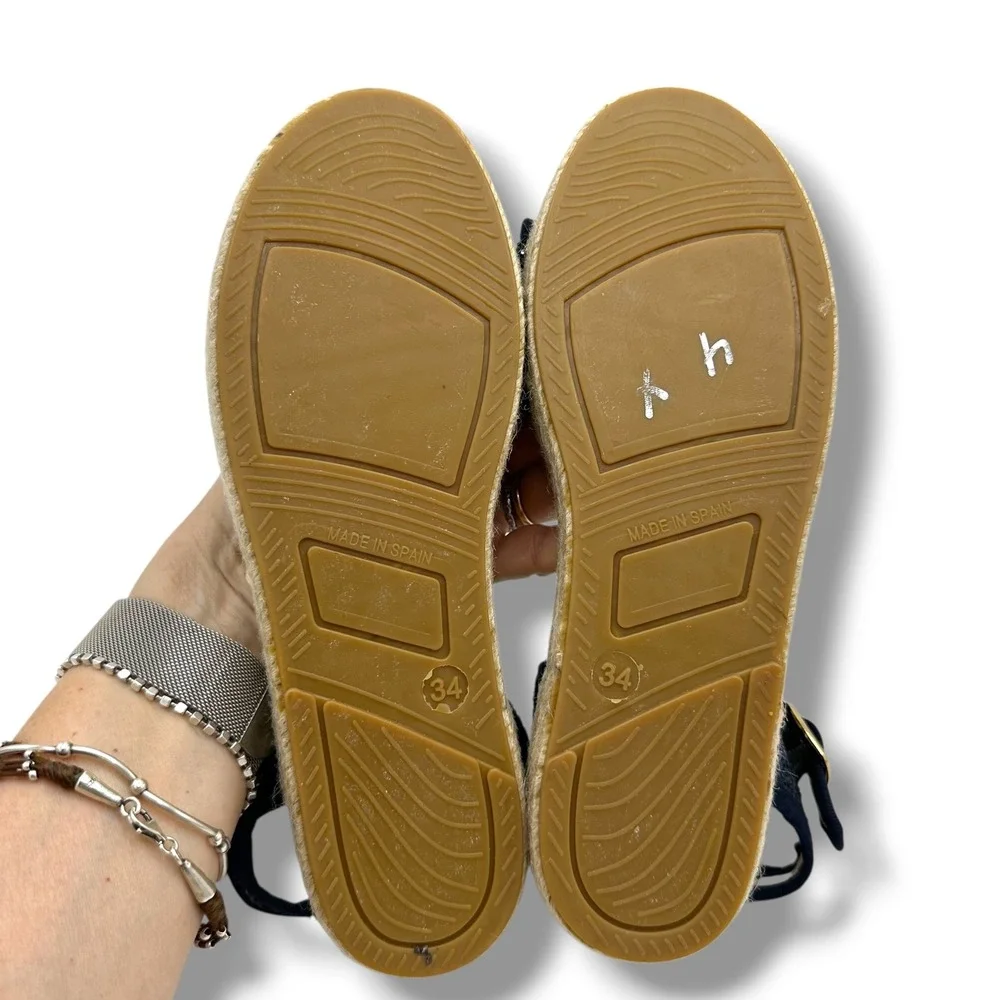 Crewcuts x Childrenchic Navy Glitter Espadrille Sandals Made in Spain Size 34